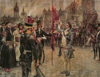 Tadeusz Kosciuszko kommt am 24. März 1794 in Krakau an, um das polnische Volk zum Kampf gegen die russische Invasion zu mobilisieren, 1911